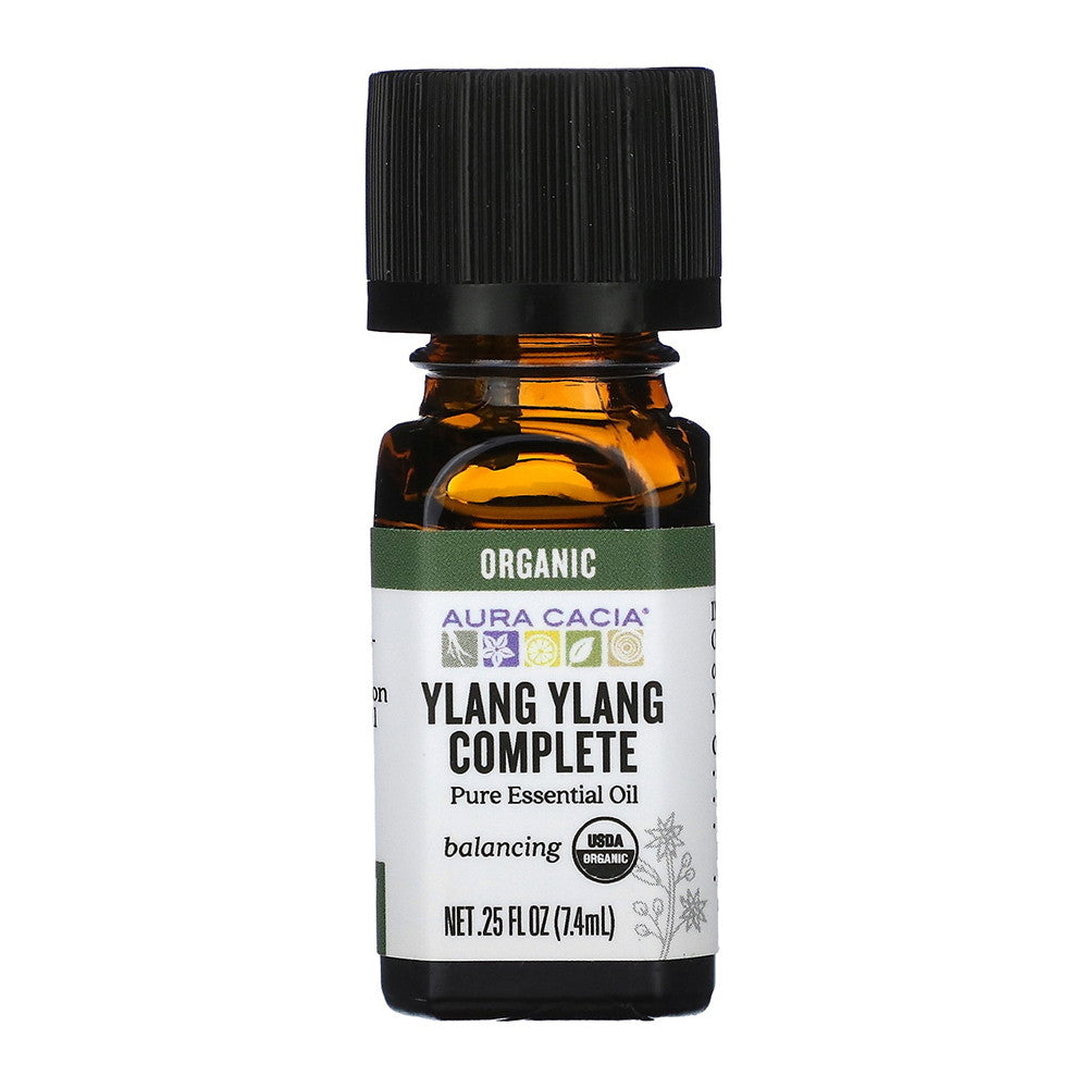 Aura Cacia Organic Ylang Ylang Complete Balancing Pure Essential Oil, 0.25 Oz